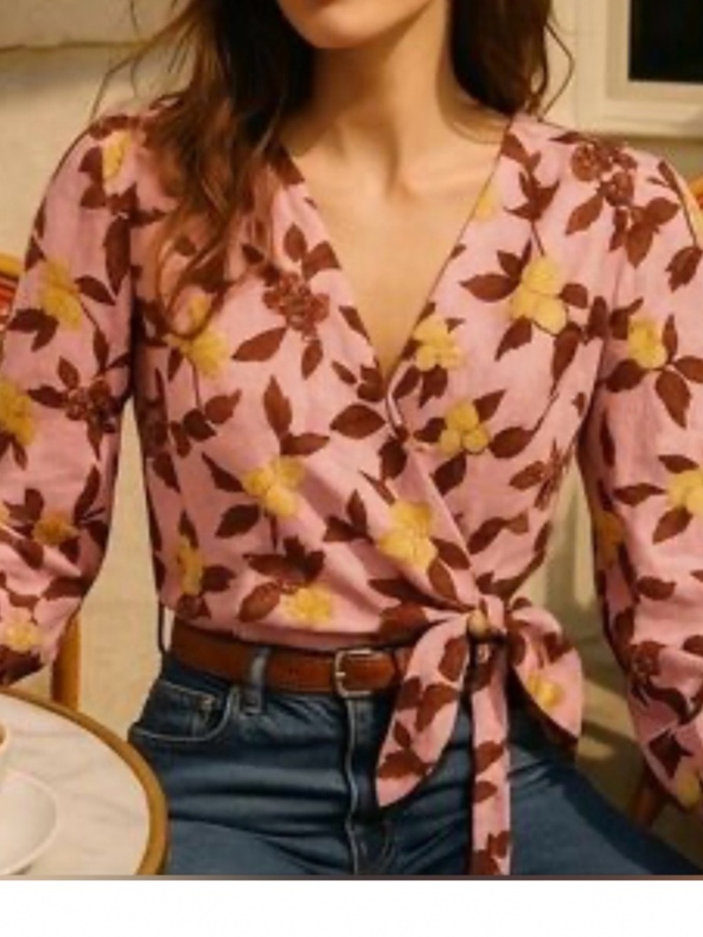 NWOT- Maison D’Amelie pink floral  linen wrap